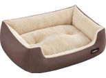 Lettino Per Cani Feandrea, Cestino Per Cani Con Cuscino Reversibile, 70 X 55 X 21 Cm, Marrone