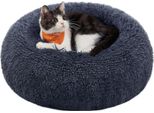 Lettino Per Cani Feandrea, Cestino Per Gatti, Cuscino A Ciambella, Lavabile, Imbottitura Centrale Rimovibile, Peluche Lungo, Diametro 40 Cm, Grigio Scuro