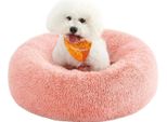Lettino Per Cani Feandrea, Cestino Per Gatti, Cuscino A Ciambella, Lavabile, Imbottitura Centrale Rimovibile, Peluche Lungo, Diametro 70 Cm, Rosa