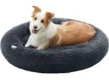Lettino Per Cani Feandrea, Cestino Per Gatti, Cuscino A Ciambella, Lavabile, Imbottitura Centrale Rimovibile, Peluche Lungo, Diametro 100 Cm, Grigio Scuro