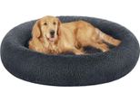 Lettino Per Cani Feandrea, Cestino Per Gatti, Cuscino A Ciambella, Lavabile, Imbottitura Centrale Rimovibile, Peluche Lungo, Diametro 120 Cm, Grigio Scuro