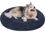 Lettino Per Cani Feandrea, Cestino Per Gatti, Cuscino A Ciambella, Lavabile, Imbottitura Centrale Rimovibile, Peluche Lungo, Diametro 140 Cm, Grigio Scuro