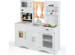 Cucina Per Bambini Costway Con Accessori Da Cucina, Cucina Giocattolo In Legno Per Bambini A Partire Dai 3 Anni (Bianco)
