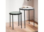 Wohnling Tavolino Set Di 2 Tavolino Verde Nero Tavolino In Vetro Metallo Tavolino Rotondo Da Soggiorno Tavolino Moderno Di Fantasia Tavolino Da Divano Tavolino 2 Pezzi Rimovibile