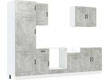Vidaxl Set Di Mobili Da Cucina 7 Pezzi Kalmar Cemento Grigio Materiale A Base Di Legno