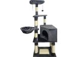 Swifty Albero Per Gatti - 55 X 40 X 138 Cm - Grigio Scuro - 3 Piattaforme, 1 Posatoio, 1 Cuccia, Tiragraffi