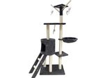 Albero Per Gatti Grigio Scuro 79 X 34 X 138 Cm Con 3 Piattaforme, 1 Posatoio, 1 Nascondiglio E 1 Scala