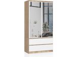 Akord Armadio 2 Ante 2 Cassetti 2 Specchi Rovere Sonoma E Bianco 90X51X180