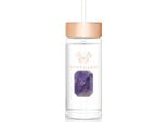 Borraccia In Vetro Crystallove Con Ametista E Cannuccia, 400 Ml