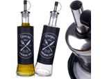 2X Bottiglia Di Vetro Con Dispenser Per Olio D'oliva E Aceto 300Ml