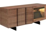 Credenza Angel Cerdá In Noce E Acciaio Nero Con Illuminazione Interna 3218