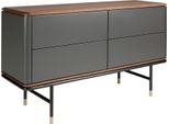 Cassettiera Angel Cerdá In Legno Grigio Scuro Opaco, Acciaio Nero E Piano In Noce 7172