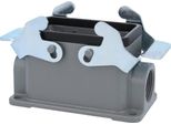 04301101271 Harting Han 10B Custodia Bassa, Uscita Cavi Laterale 2Xpg16, Con 2 Traverse Pressacavo PG16