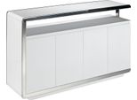 Credenza Angel Cerdá In Legno Bianco E Base In Acciaio Cromato 3055