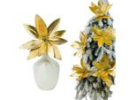 Stella Di Natale Dorata Stella Di Natale Su Bastone - Fiori Di Albero Di Natale 30 Cm