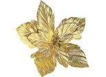 Stella Di Natale Dorata Su Bastone - Fiori Di Albero Di Natale 30 Cm