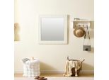 Specchio Da Parete Quadrato Moderno Merax 80X80 Cm, Cornice In Legno Bianco, Motivo A Righe Verticali, Specchio Trasparente, Ideale Per Corridoio, Camera Da Letto