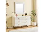 Set Credenza E Specchio Merax, Cassettiera Con Accenti Dorati E Cassetti, Toletta Con Specchio A Parete, Ideale Per Corridoio, Camera Da Letto, Soggiorno