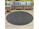 Tappeto Per Esterni Antracite Chiaro Rotondo Moderno Resistente Alle Intemperie Per Balcone Terrazza Dimensioni - 120 Cm Rotondo