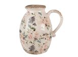 Caraffa Decorativa Clayre & Eef 20X16X22 Cm Fiori Di Vetroceramica Rosa Beige