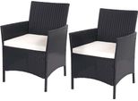 Set Di 2 Poltrone Da Giardino In Poly Rattan Halden, Poltrona In Vimini ~ Antracite, Cuscini Crema