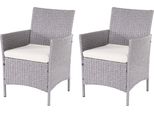 Set Di 2 Poltrone Da Giardino In Polirattan Halden, Poltrona In Vimini ~ Grigio, Cuscini Crema