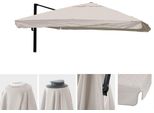 Copertura Di Ricambio Per L'ombrellone A Semaforo Di Lusso HWC-A96 Con Sportello, Copertura Per Ombrellone, 3X4M (Ø5M) Poliestere 4Kg ~ Grigio Crema