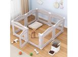 Box Per Cuccioli / Recinto Per Cani - Con Porta - Altezza 60 Cm - 8 Pannelli - In Plastica Trasparente - Taglia S - Nero