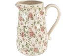 Brocca Decorativa Clayre & Eef 20X14X23 Cm Fiori Di Ceramica Rosa Beige