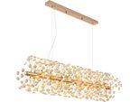 Lampada A Sospensione Led, 12 Lampadine, Cristalli, Trasparente, Oro, L 90 Cm