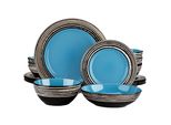 Set Di Stoviglie In Gres, Design Elegante, Set Completo Da 16/32 Pezzi, Blu, 16 Pezzi