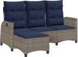 Vidaxl Divano Da Giardino Con Funzione Reclinabile Cuscini A L Grigio Poli Rattan