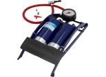 Pompa D'aria A Pedale Cartrend Doppio Cilindro Manometro Blu Fino A 7 Bar