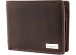Bugatti Pelle Portafoglio Hunter Rfid Coin Wallet With Flap Metal Logo 8CC Brown Marrone