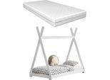 [Letto Per Bambini Bianco Con Materasso 80X160Cm Letto In Legno Di Pino Design Tipi Letto In Legno Letto Per Casa Materasso In Schiuma Fredda Oeko-Tex Standard 100 Adatto A Chi Soffre Di Allergie Traspirante