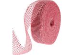 Nastro Di Iuta Rosa 40M X 5Cm Nastro Decorativo A Reticolo Nastro Da Regalo Nastro Da Tavola Nastro Da Matrimonio
