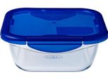 Pyrex Cook & Go Contenitore Rettangolare In Vetro Per Alimenti Con Coperchio Ermetico E A Prova Di Perdite Con Chiusura A 4 Clip - Adatto A Forno, Freezer E Microonde - 16X16X6 Cm - 0,80L