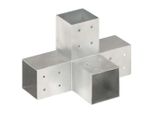 Vidaxl Connettore Per Pali 4 Pz. Forma A X Metallo Zincato 81 X 81 Mm