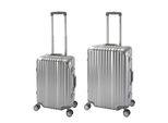Travelhouse - Londra - Set Di Valigie 2 Pezzi | Chiusura Tsa | Guscio Rigido In Policarbonato | Telaio In Alluminio | 4 Ruote | Valigia Trolley Da Viaggio Per Le Vacanze - Set Di Valigie S+M | Argento