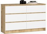 Akord Madia 6 Cassetti Rovere Artigianale/Bianco 120X40X77 Cm