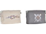 Borsa Da Toilette Dkd Home Decor Grigio Bianco Blu Navy (30 X 10 X 20 Cm) (2 Pezzi)