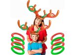 Gioco Delle Corna Di Renna Gonfiabili, Cappello Di Corna Di Renna Gonfiabile Con Anelli, Giochi Per Feste Di Natale In Famiglia
