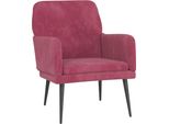 Vidaxl Poltrona Rosso Vino 62X79X79 Cm Velluto