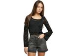 Urban Classics Donna Cropped Lace Longsleeve Manica Lunga Nero - 4XL