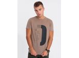 T-Shirt Ombre Da Uomo Con Grande Stampa Beige Scuro M