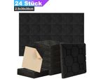 Hengda 24X Schiuma Acustica Autoadesiva Nera Assorbente Quadrata, 30X30X2,5Cm