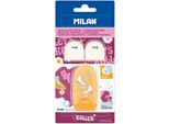 Milano Blister Gomma Con Temperino Rullo Per Capsule + 2 Gomme Di Ricambio Trasparente Trasparente Taglia Unica