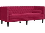 Vidaxl Divano Chesterfield Con Imbottiture A 2 Posti In Velluto Rosso Vino