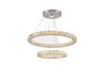 Lussuosa Lampada A Sospensione Led In Cristallo, Colore Della Luce Modificabile, Design Moderno, 2 Anelli D50Xd30Cm, Bianco Caldo