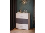 Cassettiera - Adria - 3 Cassetti - Rovere Cenere / Grigio Liscio - L75Xp41 X 90 Cm